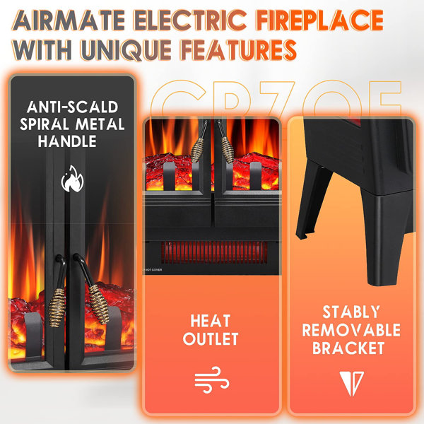 R.W.FLAME 23.1''W Portable 3D Infrared Electric Fireplace Stove,1000W/1500W Freestanding